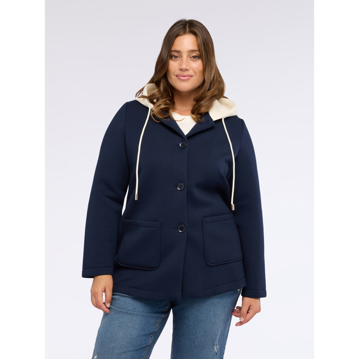 Fiorella Rubino - Chaqueta de neopreno con capucha - Azul