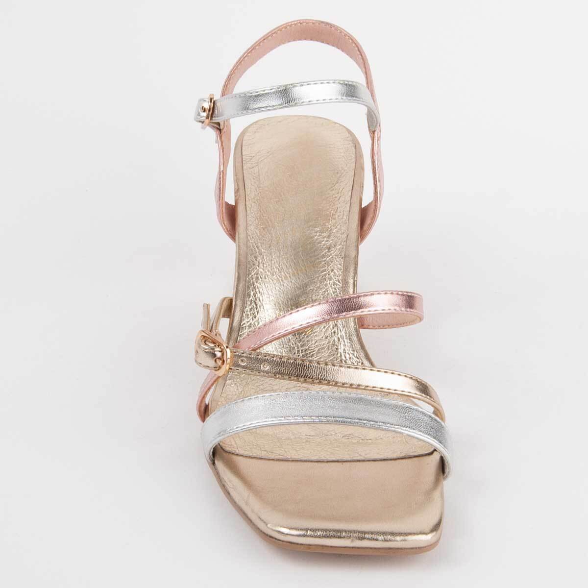 Sandalia De Tacón - Dorado - Altura: 6 Cm