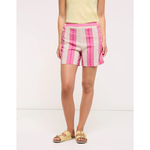 Short Botones Rayas Rosa - Dovena