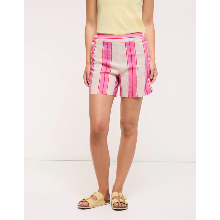 Short Botones Rayas Rosa - Dovena