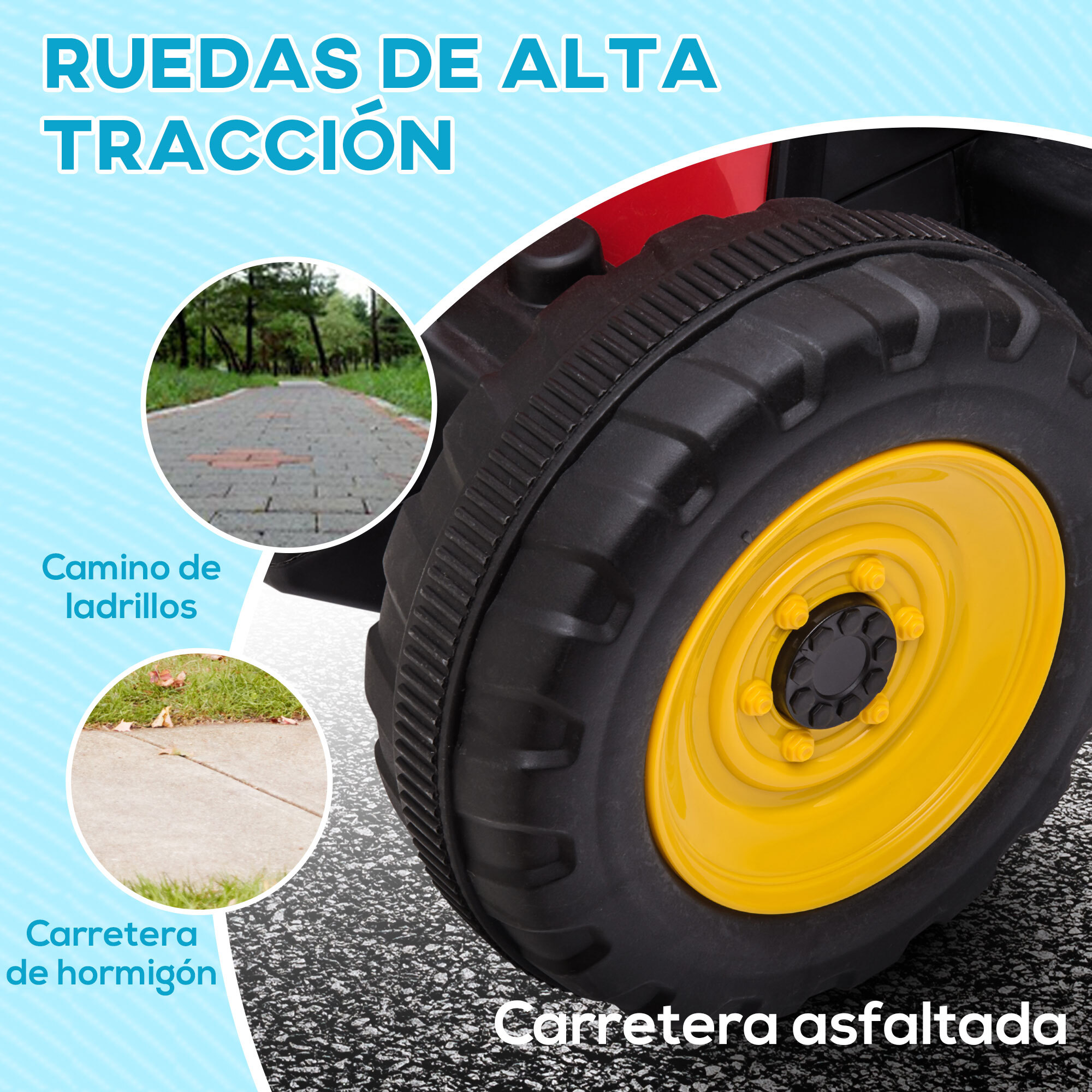 Tractor Eléctrico con Remolque Desmontable Coche Eléctrico para Niños 3-6 Años con Control Remoto Música MP3 Pantalla Luces y Cinturón de Seguridad 136,5x50x52,5 cm Rojo