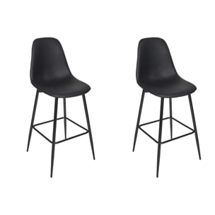Chaise De Bar Amber Noir - Lot De 2