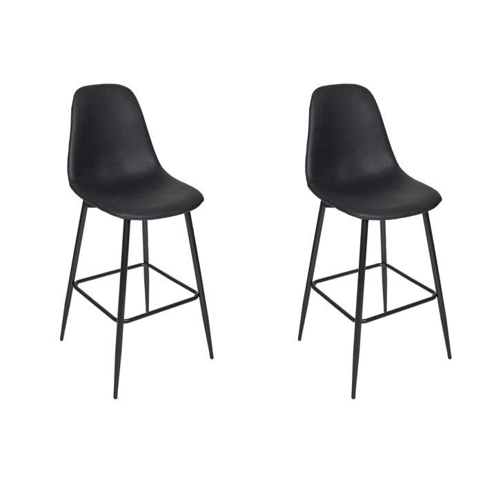 Chaise De Bar Amber Noir - Lot De 2