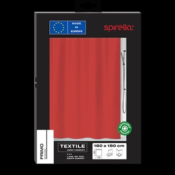 Rideau de douche Polyester PRIMO Rouge Spirella