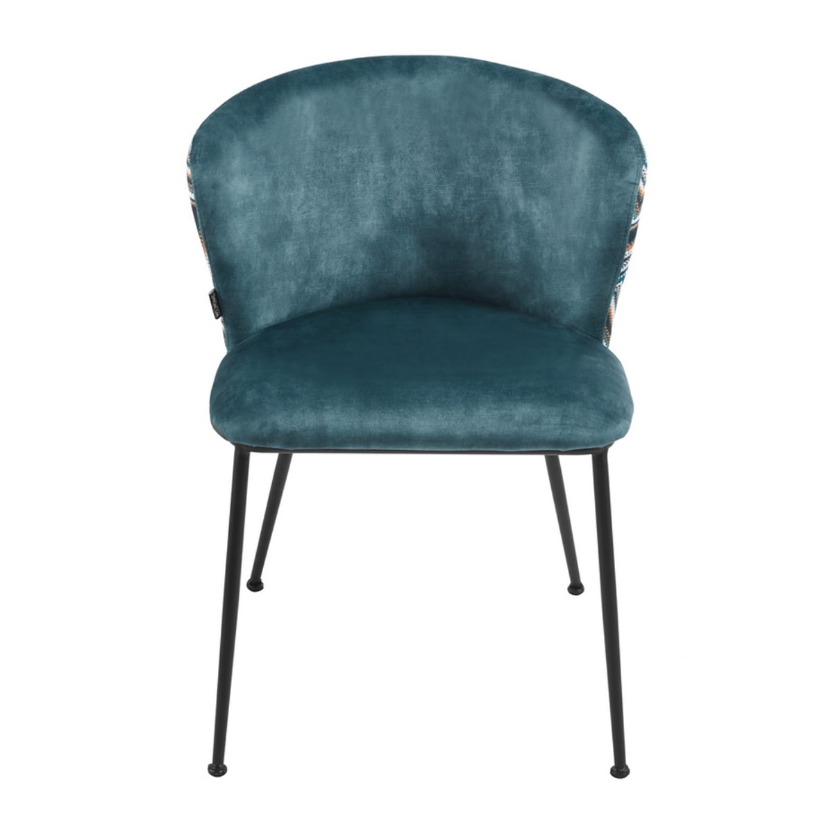 Set da 2 sedie eleganti in tessuto petrolio con gambe nere - Charles