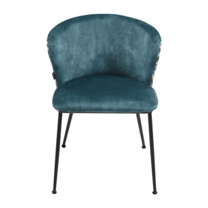 Set da 2 sedie eleganti in tessuto petrolio con gambe nere - Charles