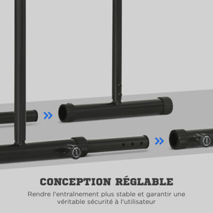 Barres à dips réglables - acier - 102x65x90cm - noir