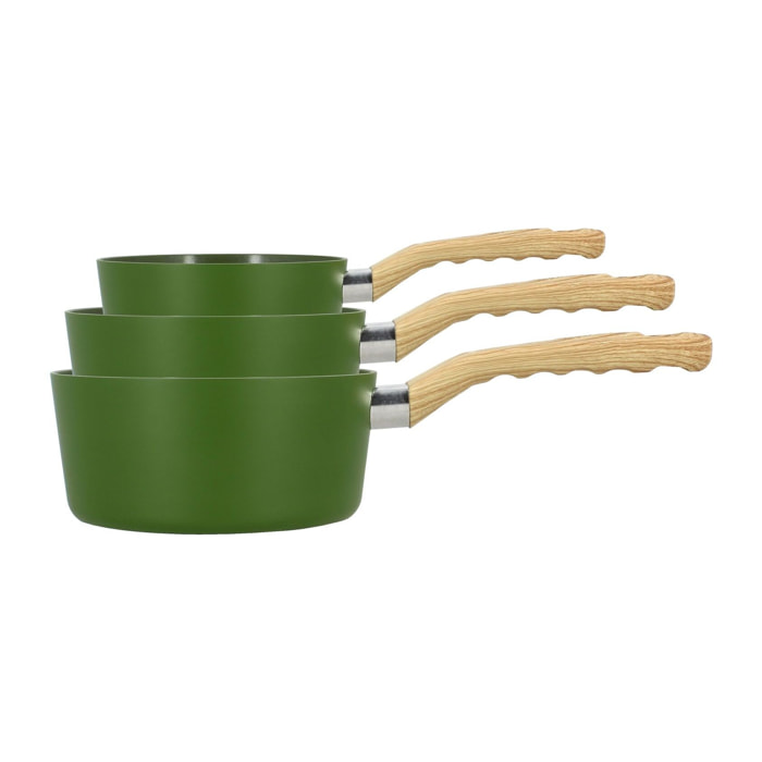 Set de 3 casseroles en aluminium vert - compatible induction KAKI