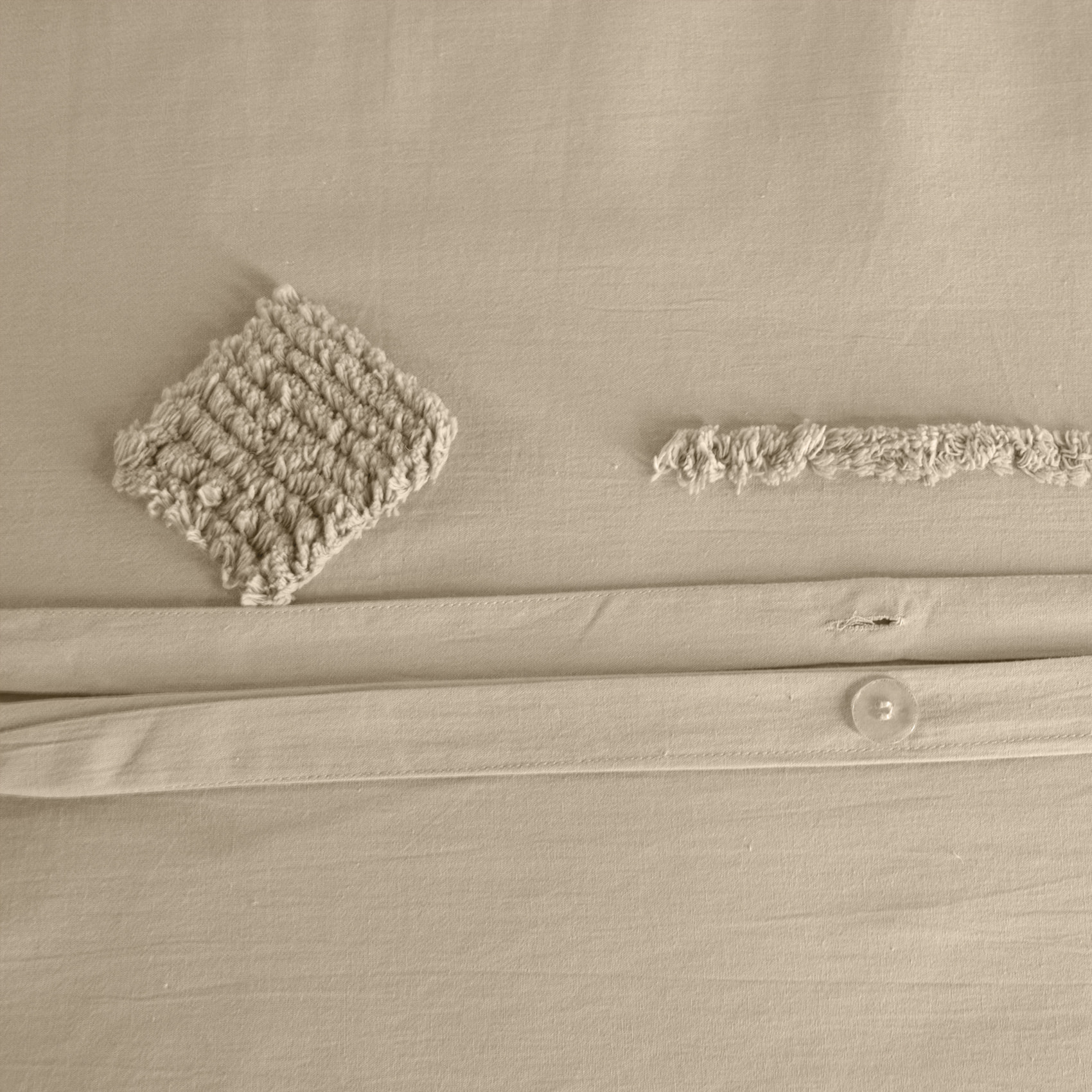 Parure de lit coton lavé tuftée géométrique - Beige