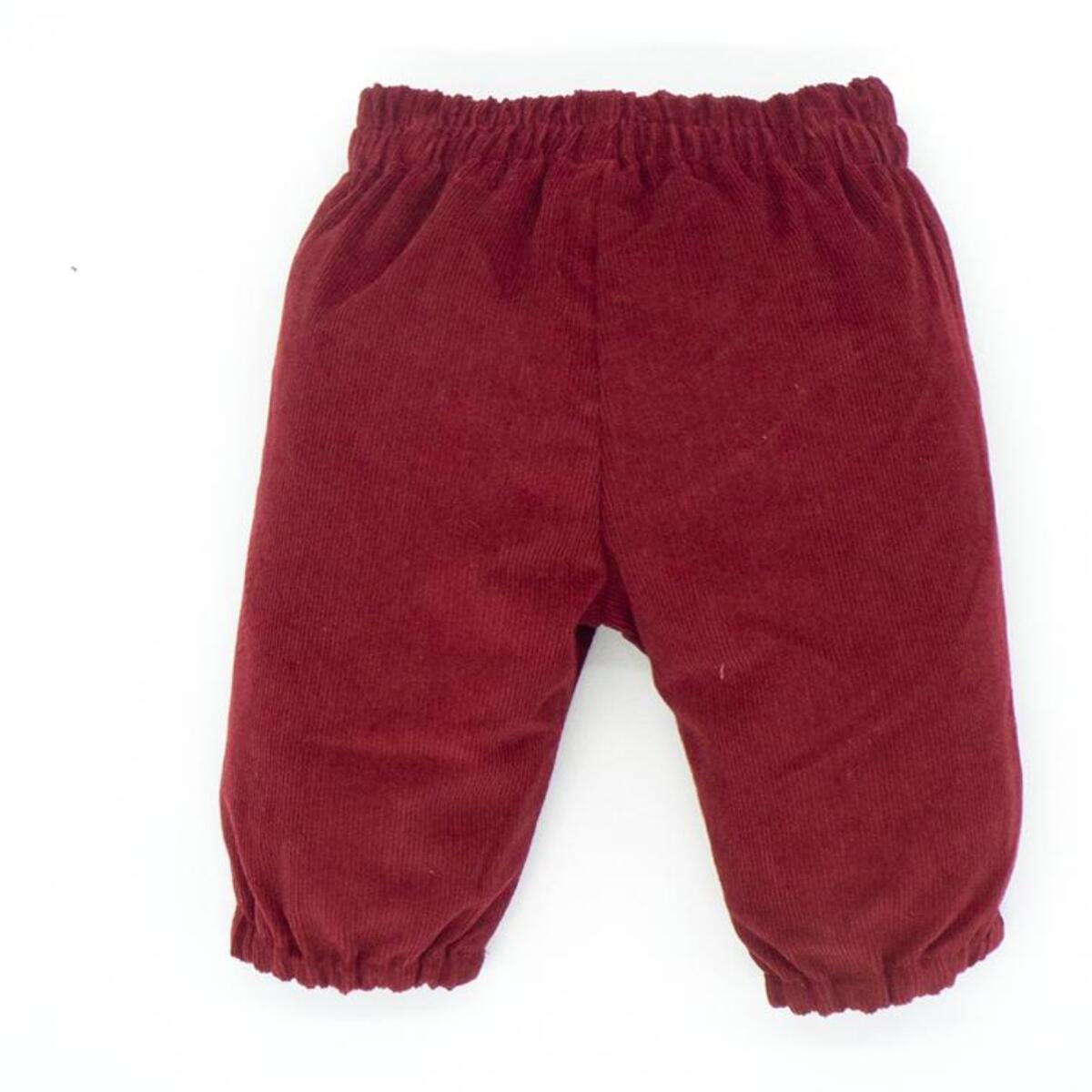 Pantalón con gomitas pana granate