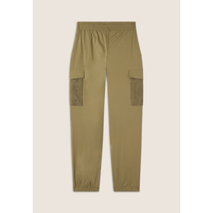 Pantaloni cargo in popeline con ricami Sangallo sulle tasche