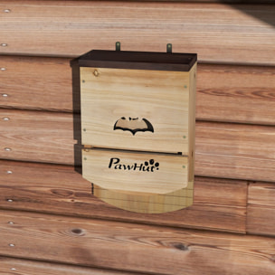 Lot de 3 nichoirs chauve-souris plateforme et 2 chambres bois marron