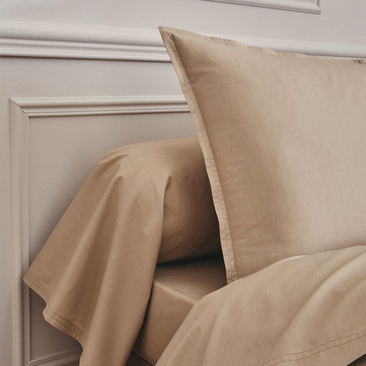 Taie de traversin unie en percale de coton, PREMIÈRE, Dune