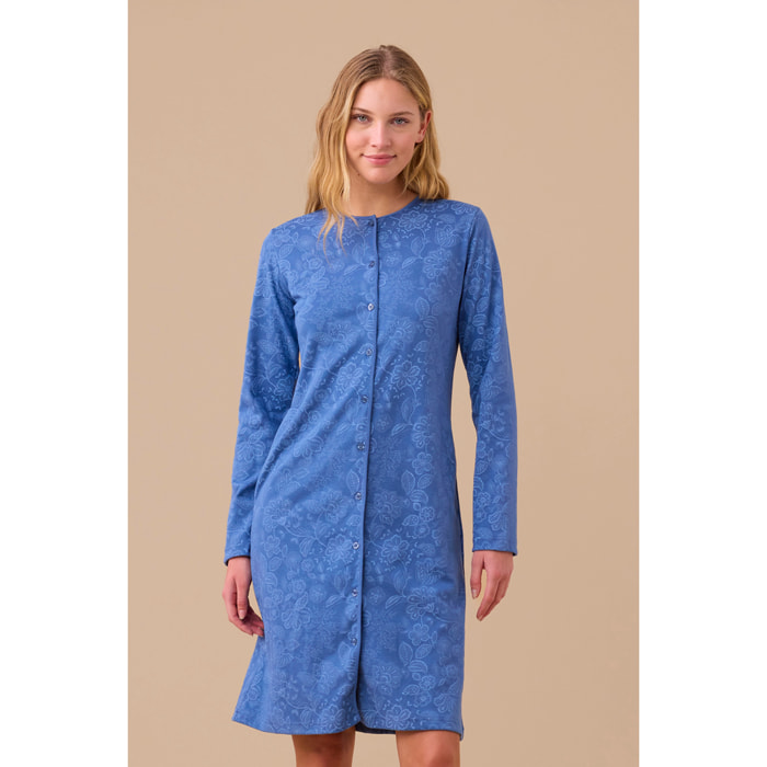 Camicia da notte donna caldo cotone con apertura frontale articolo flory Noidinotte