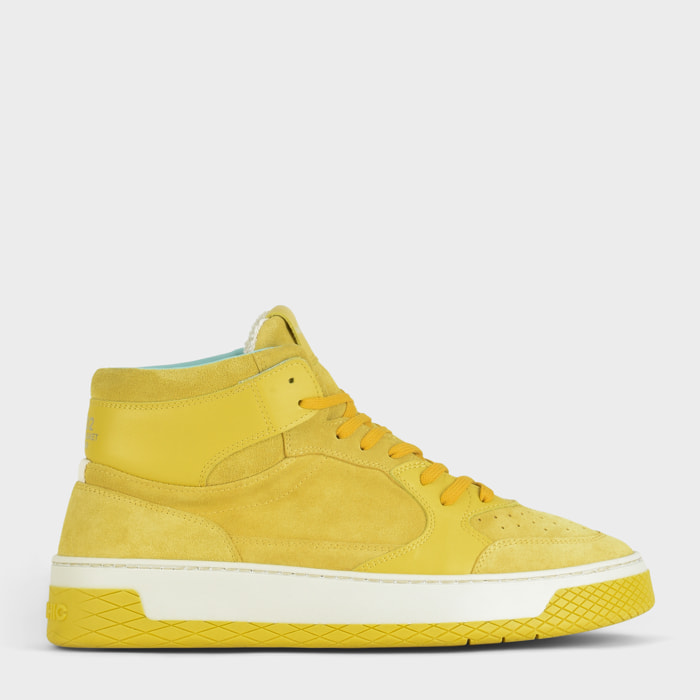 ZAPATILLA MID-TOP HOMBRE P02 DE ANTE Y PIEL AMARILLO