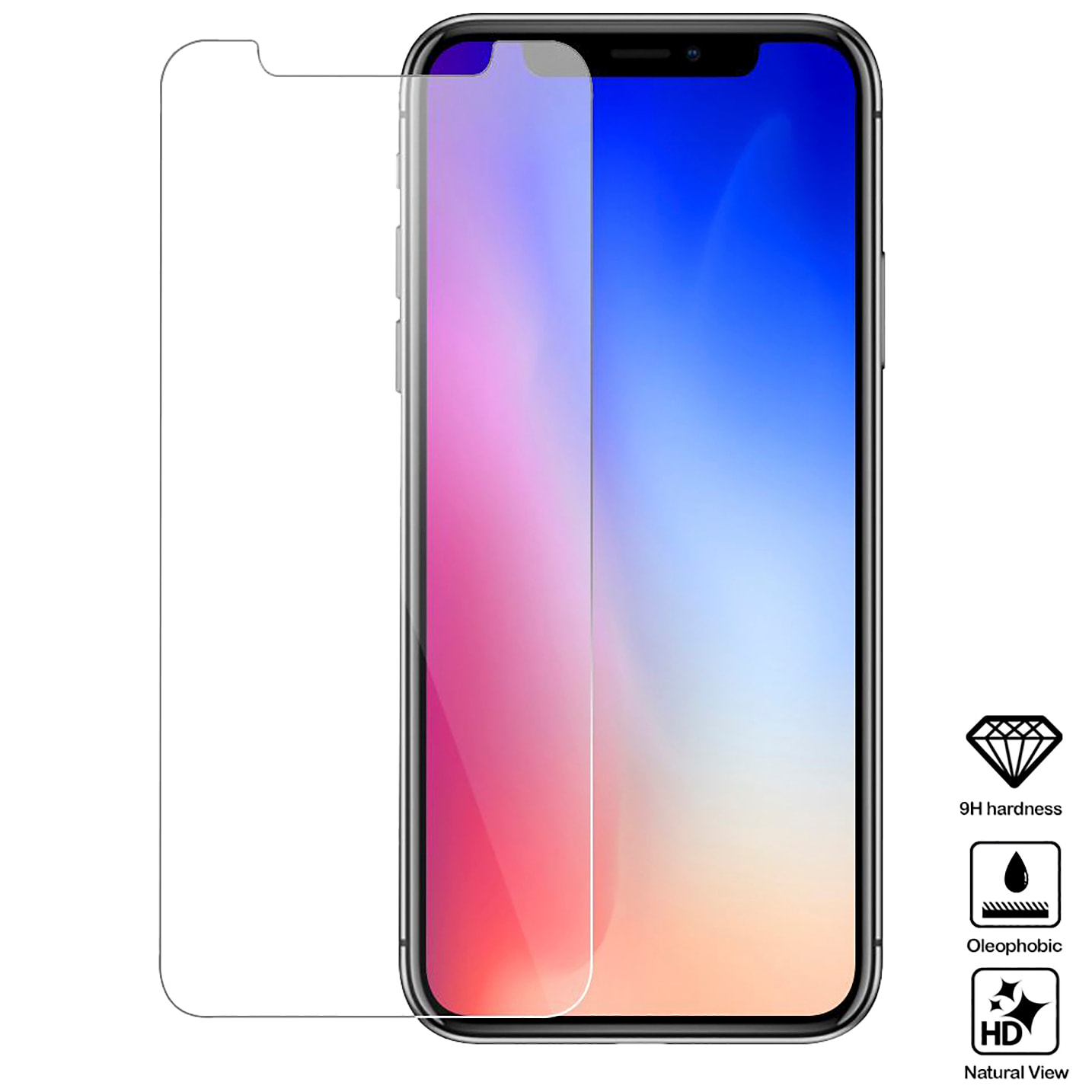 DAM Proteggi schermo in vetro temperato 2.5D per iPhone X / XS / 11 Pro 714 cm. Colore trasparente