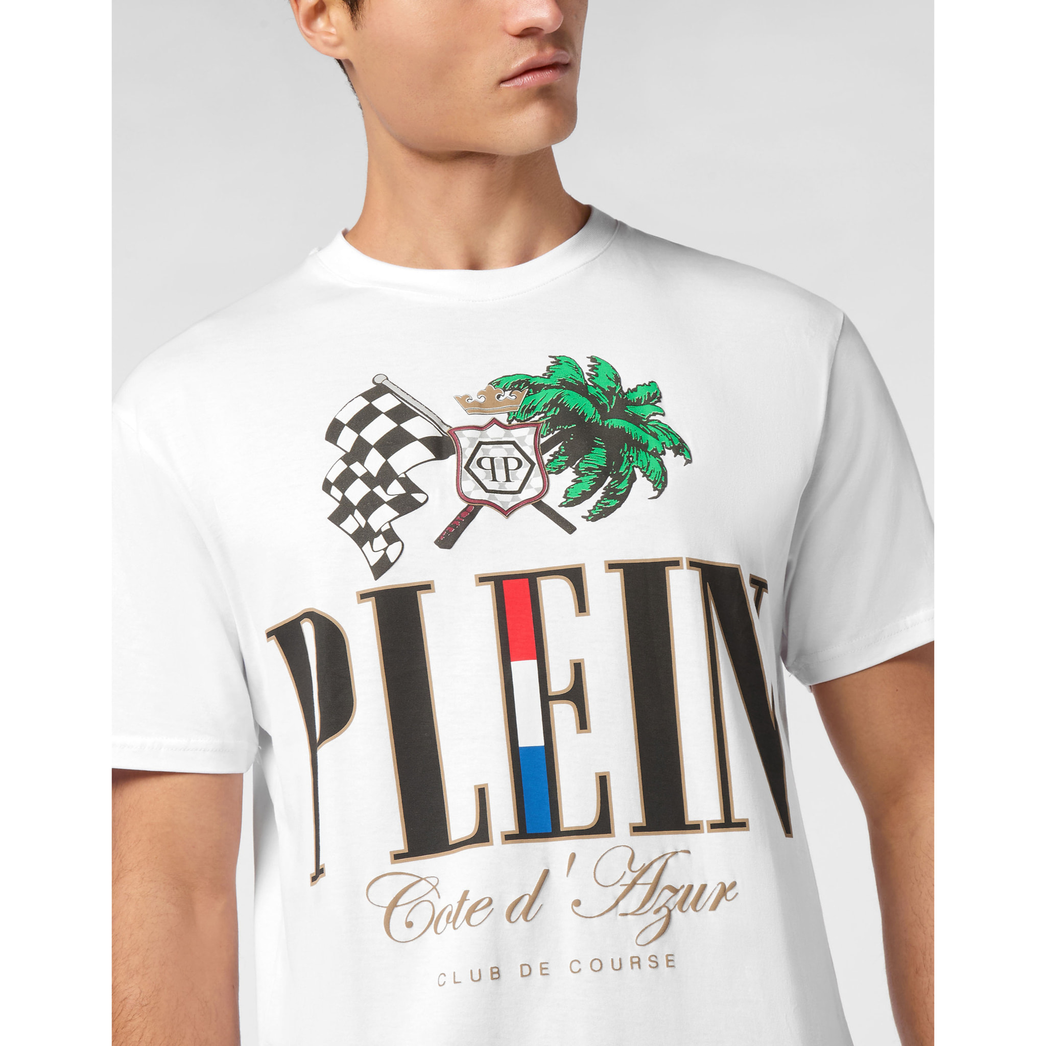PHILIPP PLEIN Camiseta de cuello redondo y manga corta D AZUR