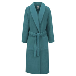 Peignoir pur coton 420 g/m² uni bleu Elea petrole