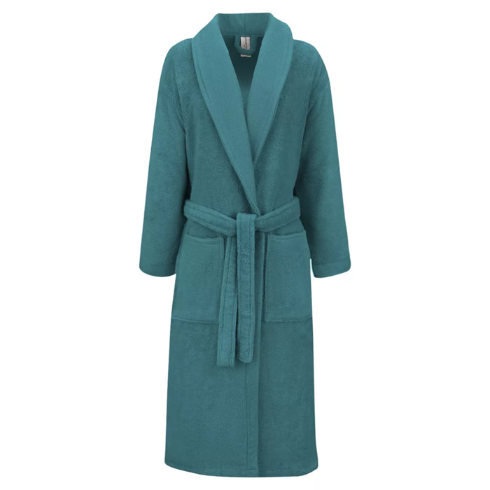Peignoir pur coton 420 g/m² uni bleu Elea petrole