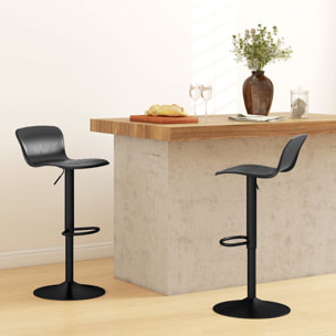 Conjunto de 2 Taburetes Altos de Cocina Sillas Altas de Cocina Giratorias con Respaldo y Altura Ajustable Carga 120 kg para Bar Salón Comedor Negro