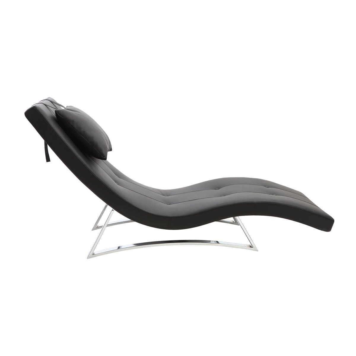 Chaise longue design noir et acier chromé BARTY