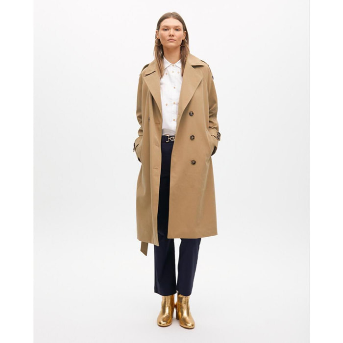 Trench lungo in tessuto doppio petto