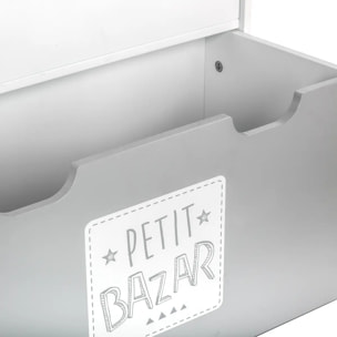 Bibliothèque enfant à roulettes gris H70cm