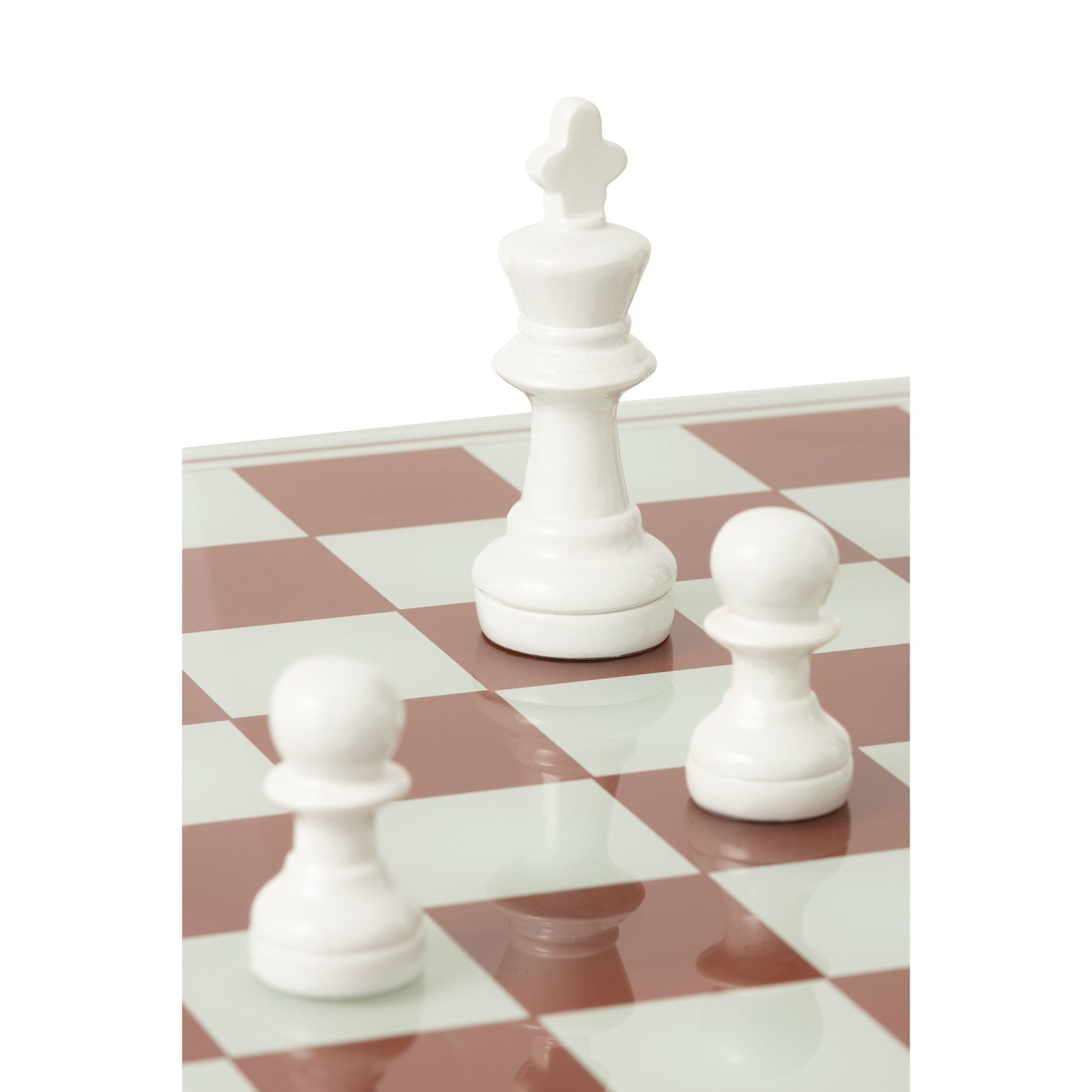 J-Line décoration plateau jeu d’échecs - polyrésine - blanc/rouge
