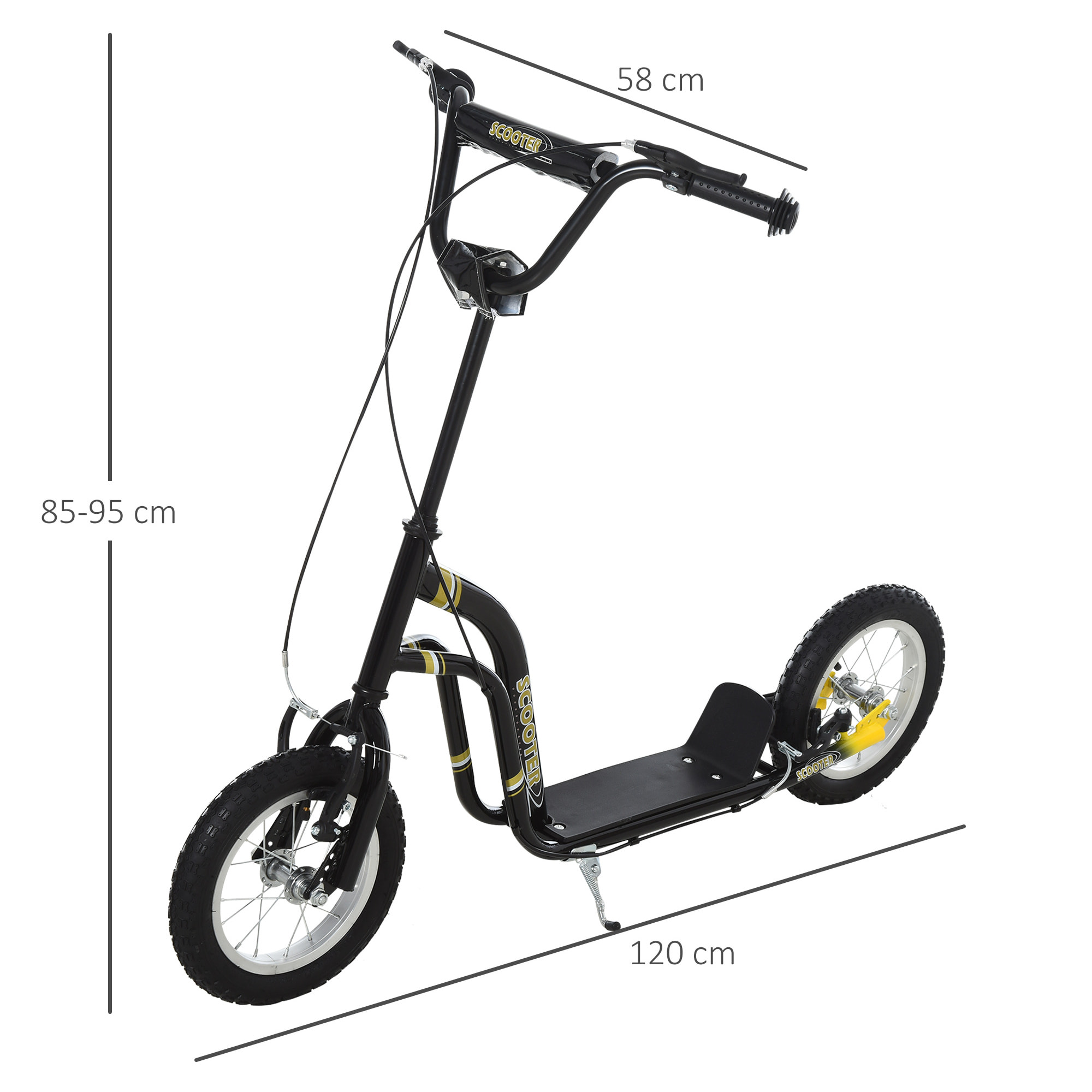 Trottinette pour Enfants Plus de 5 Ans Grands Pneus Guidon Réglable