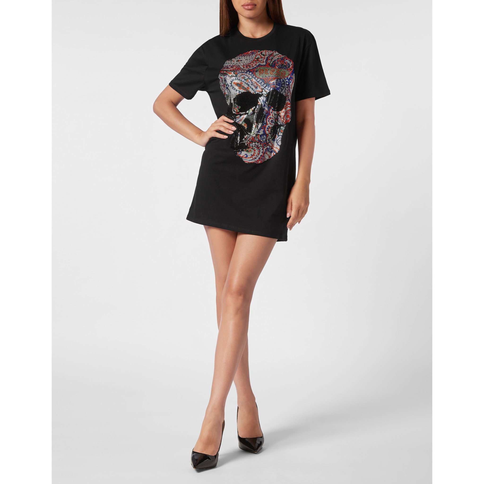 PHILIPP PLEIN Abito a t-shirt corto SKULL