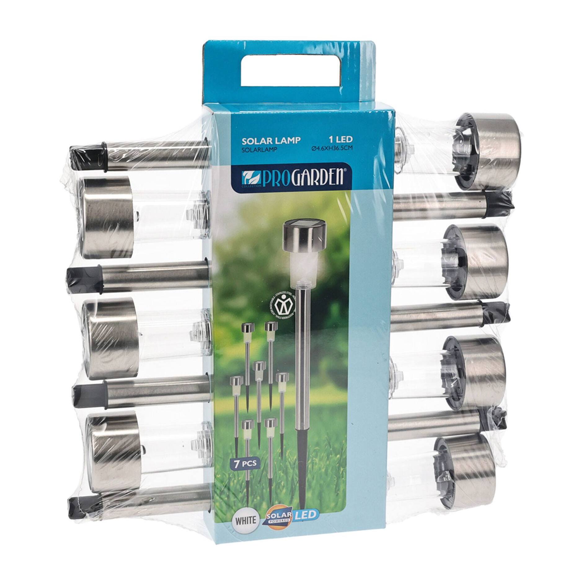 Well Home Juego de 7 luces solares Ø4,6cm en acero inoxidable