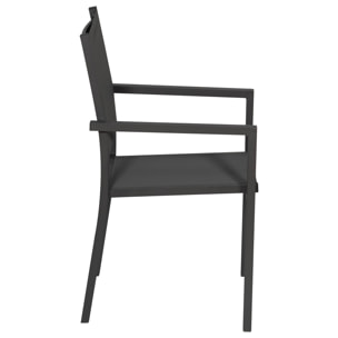 Lot de 10 chaises en aluminium anthracite - textilène gris