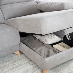 Canapé d'angle Dandy -textile, mousse pu, bois et panneau de particules-couleur gris 295 x 103 x 170 cm