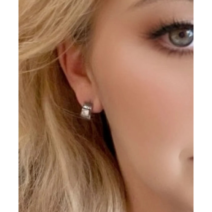 Pendiente aro plata 10µ con Sw 4x4 cristal