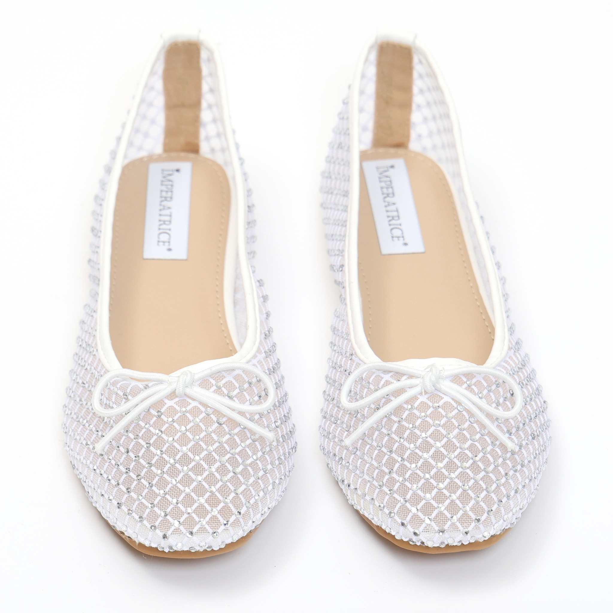 Ballerine in simil pelle traforate con strass