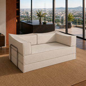 Canapé compressé convertible 2-3 places en velours côtelé beige BOFFA