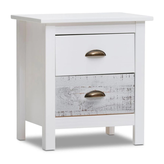 Mesita de noche Ocean 2 cajones Blanco - Vintage Colors