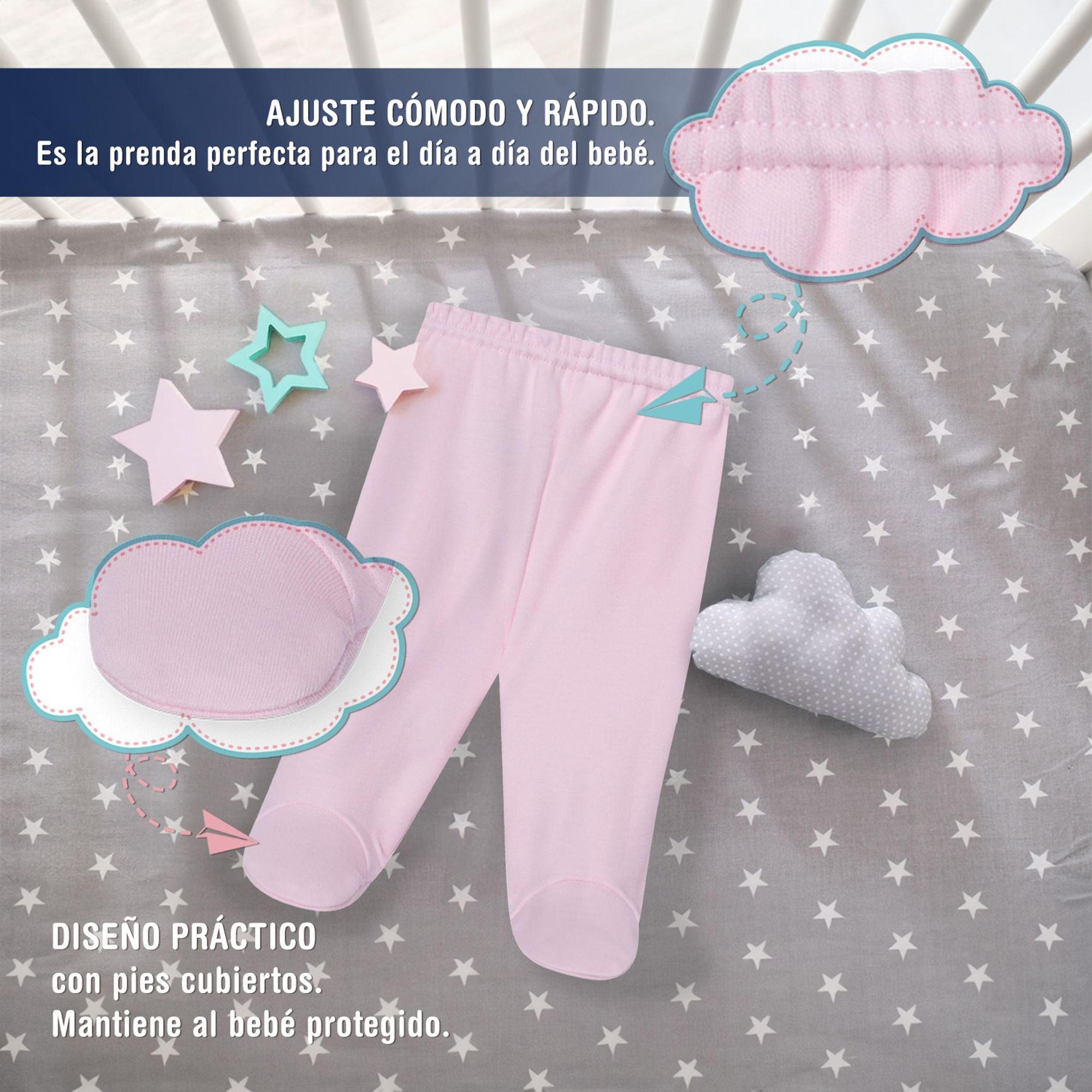 Polaina bebé algodón con pies invierno