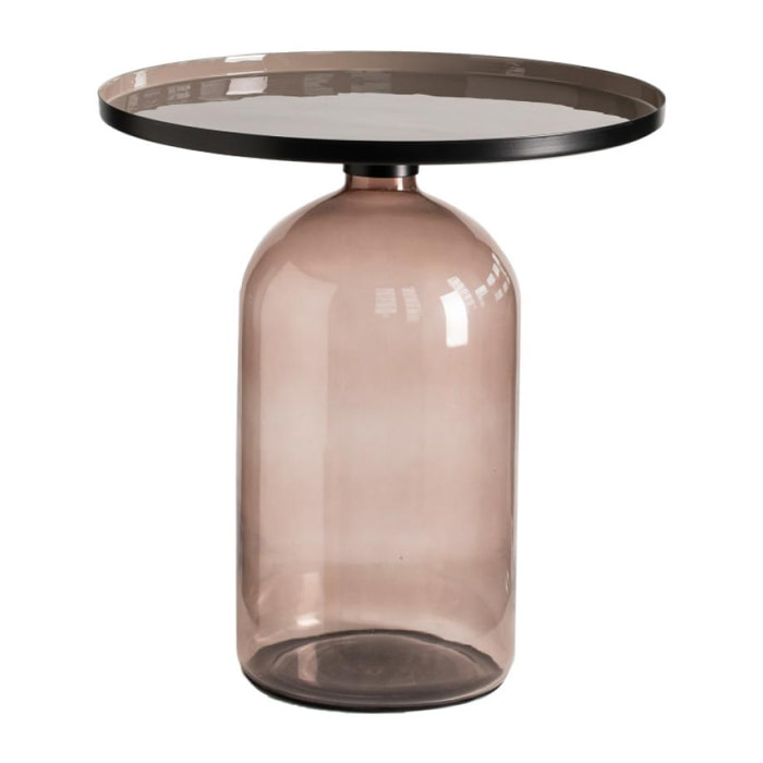 Taza - Table d'appoint ronde en aluminium et verre ø50,5cm - Couleur - Gris fumé