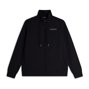 Felpa donna comfort fit zip e collo alto con interno floreale