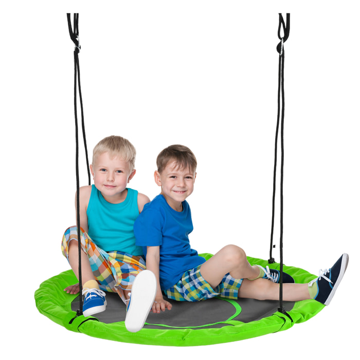 Balançoire nid d'oiseau ronde balançoire panier Ø 110 cm 4 anneaux inclus métal époxy Oxford haute densité vert