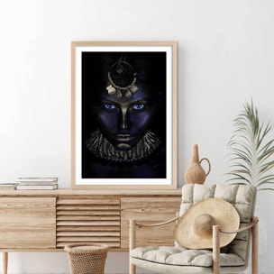 Affiche d'art gold queen Affiche + cadre en bois - Chêne