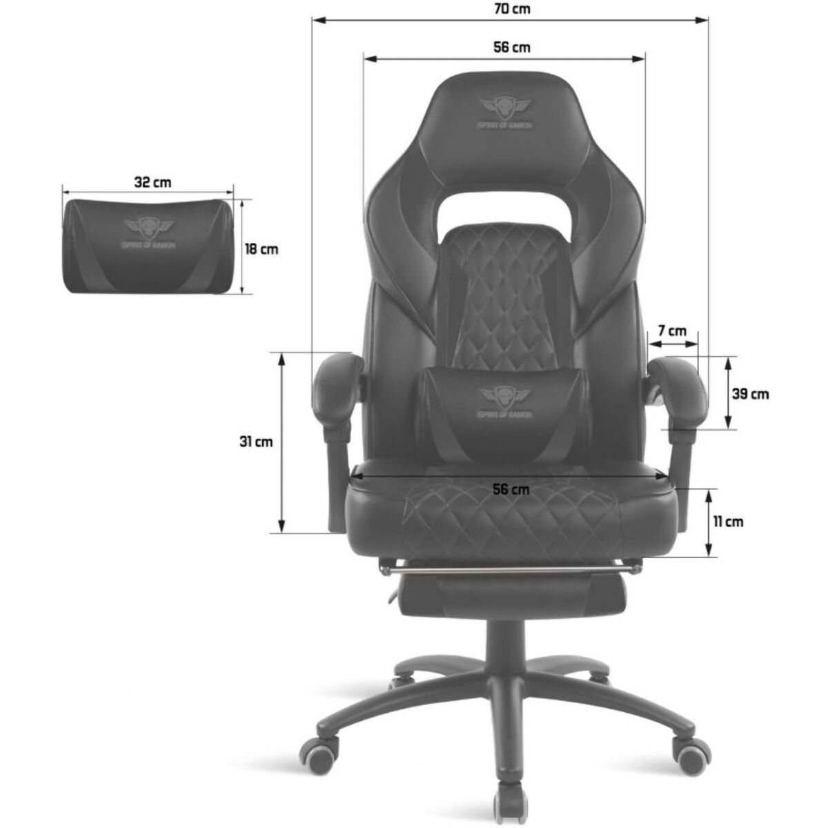 Chaise gaming SPIRIT OF GAMER MUSTANG SERIES - BLACK