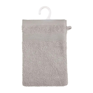 Lot de 2 gants de toilette - coton 450 gr/m² - gris taupe 15x21 cm