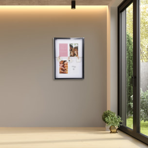 Marco de fotos Negro para 4 fotos y 3 correas de madera 31,3x2,7x43,5cm