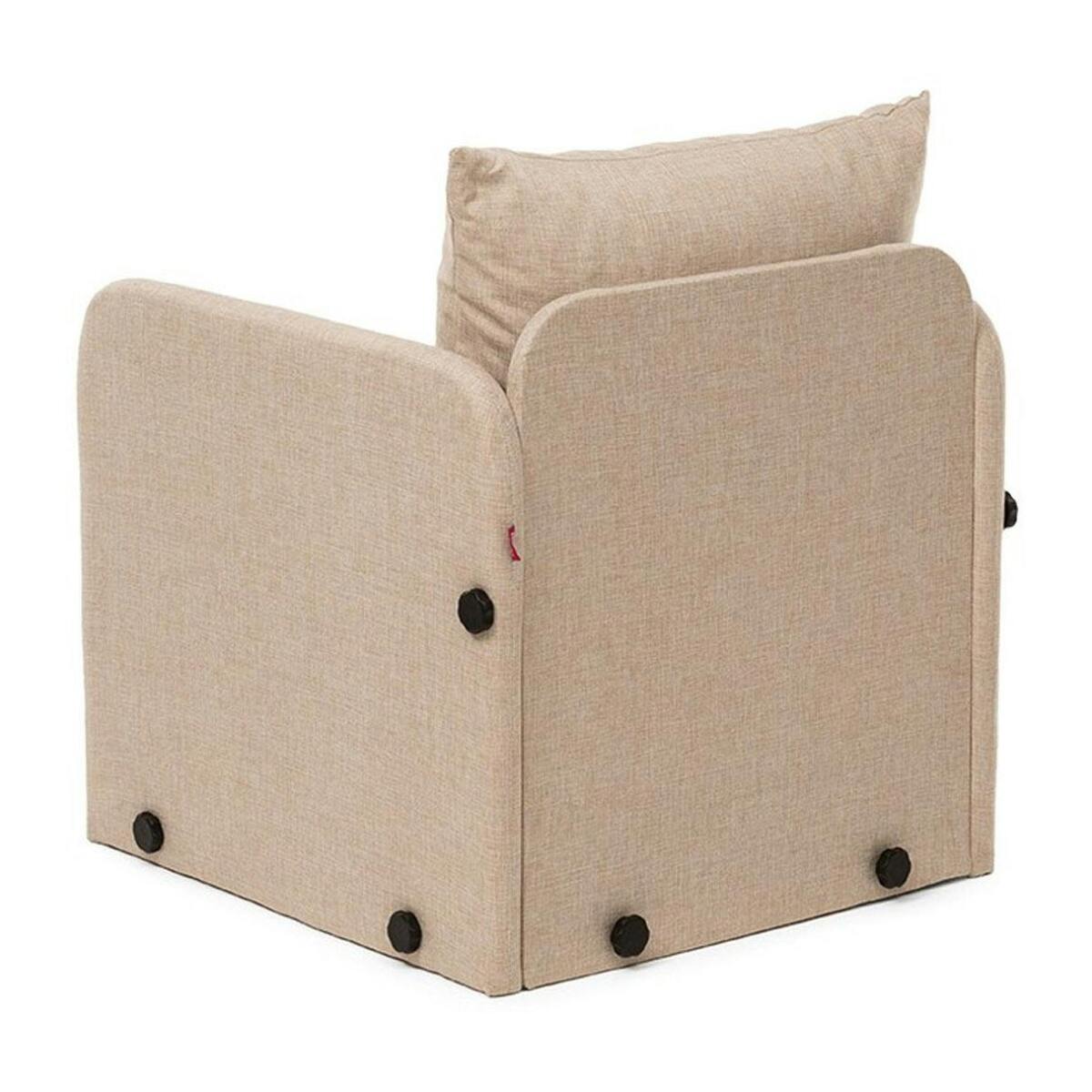 Fauteuil convertible beige lin 1 place couchage 200 cm ORURO