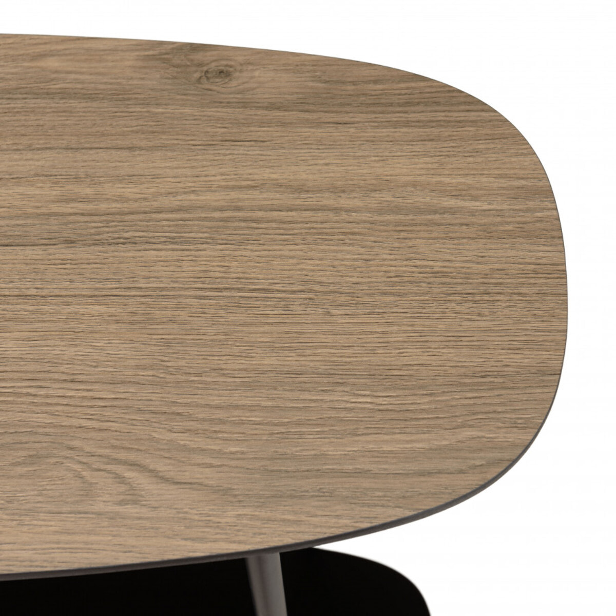 FLEUR - Console 2 plateaux 100x30cm bi-matière mocha/noir pieds métal