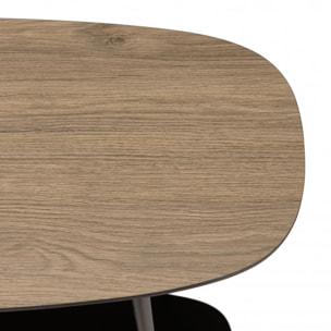 FLEUR - Console 2 plateaux 100x30cm bi-matière mocha/noir pieds métal