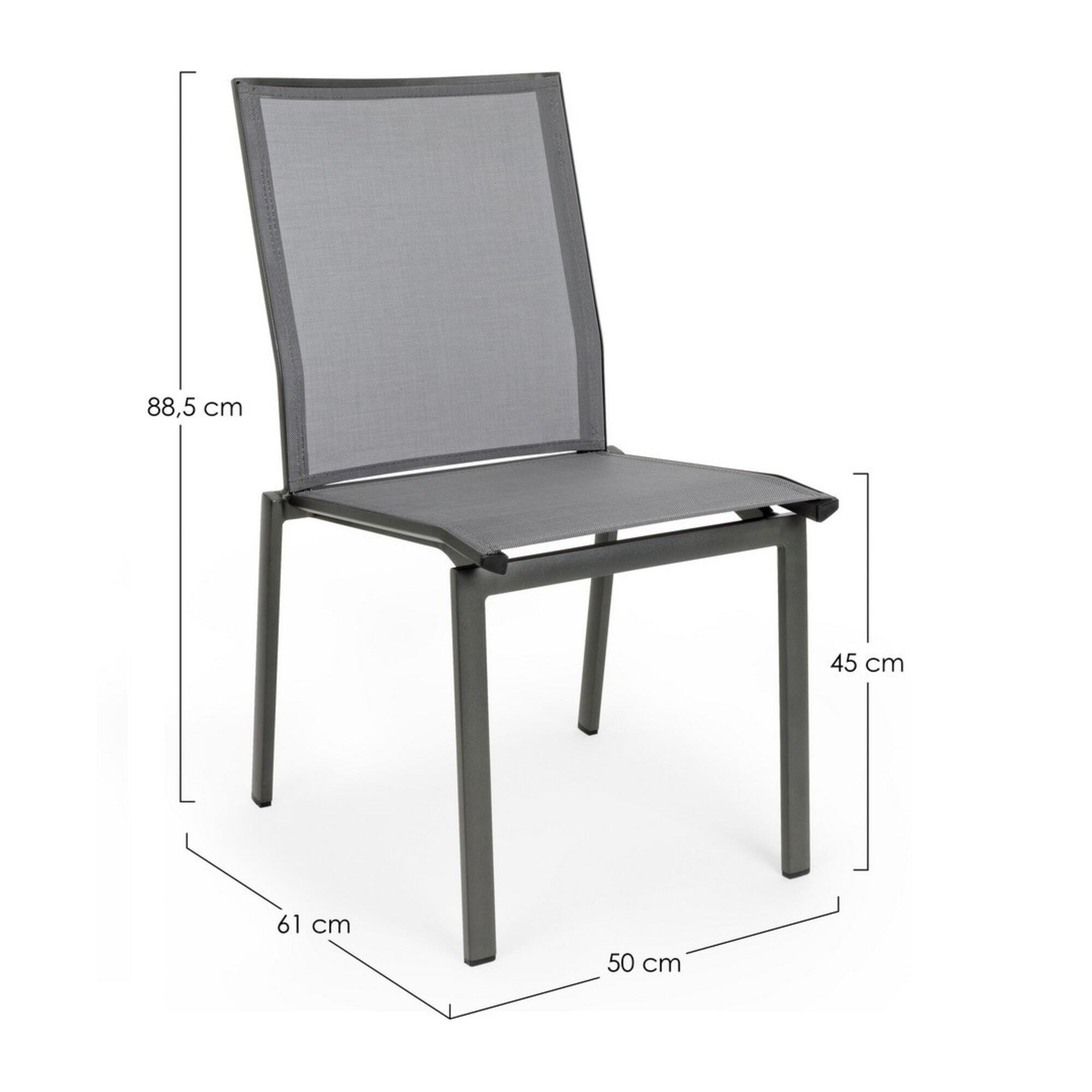 Set 4 sedie da giardino ZARAGOZA in textilene e alluminio antracite, impilabile