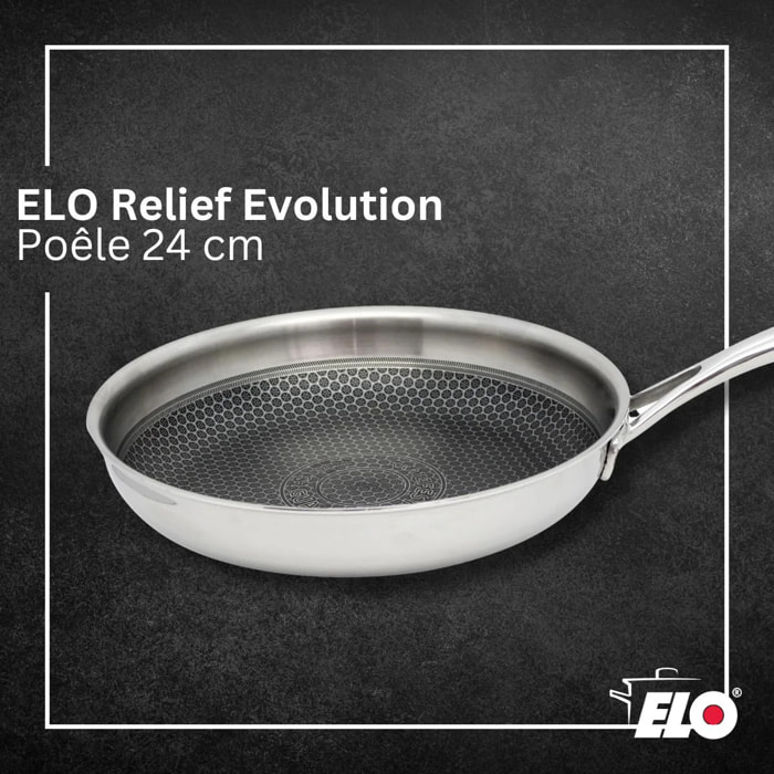 Poêle 24 cm en inox 18/10 Elo Relief Evolution
